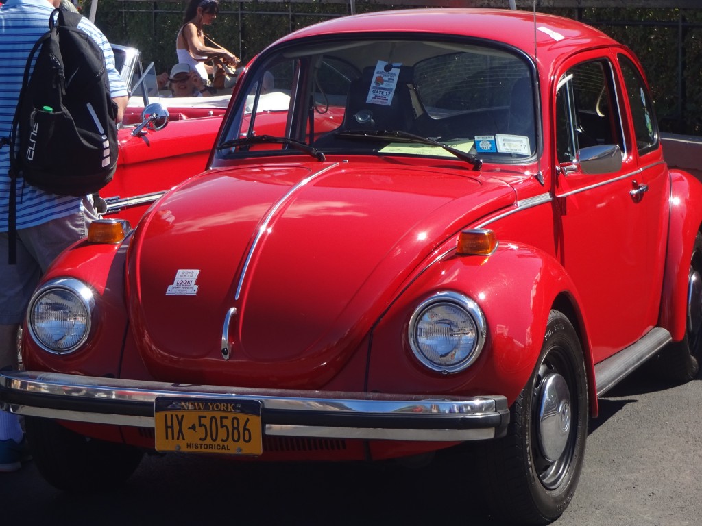 A mini car show featured this vintage Beetle.