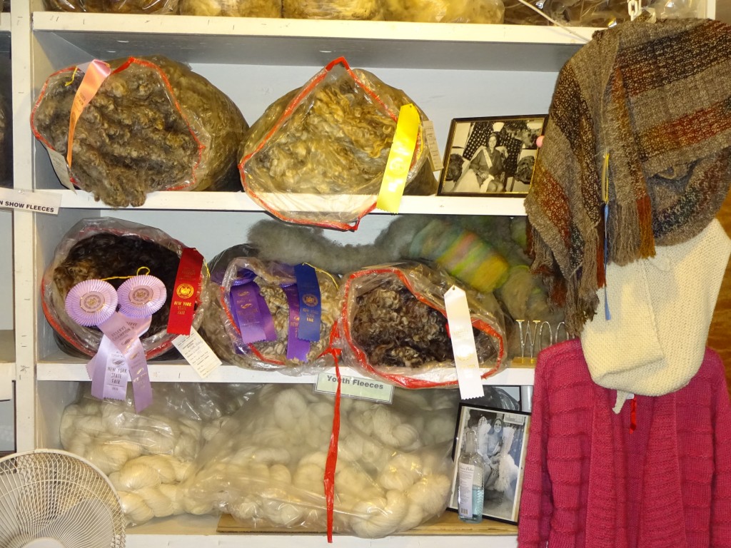 Handcrafted items in the wool center show off fibers sheared from New York sheep. 