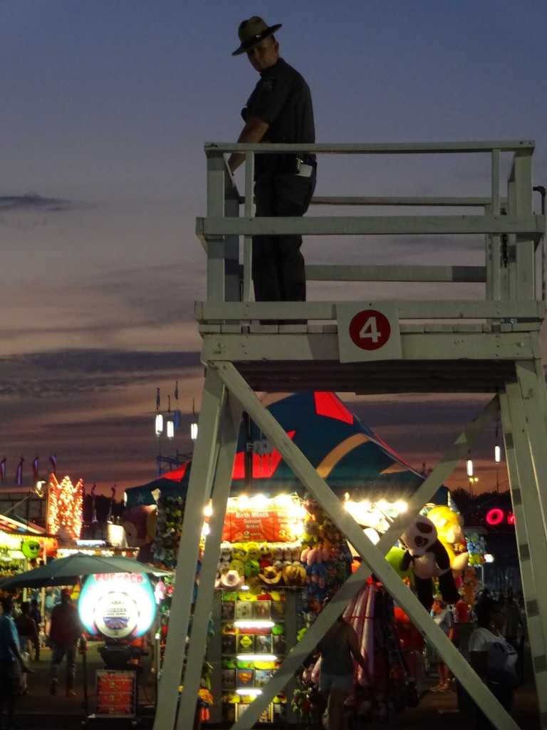 Expect tight security at this year's New York State Fair. State Troopers keep watch from  towers on the midway.