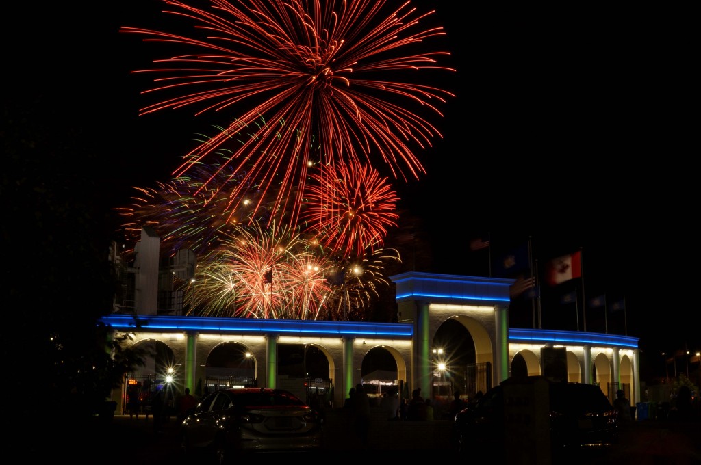 To shoot fireworks you need a tripod because you will be using long exposure times, from five to 10 seconds, impossible to hand hold without blurring. Use manual pre-focus.